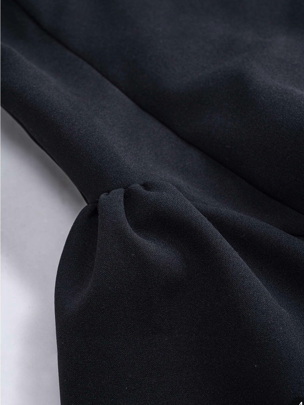 Pearl Ruched Zipper Mini Dress -Black Pearl-Trim Square Neck Mini Dress - Picture 4 of 7